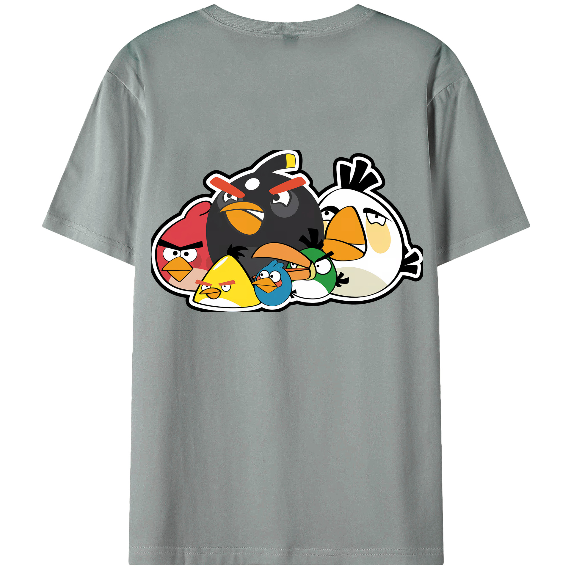 （画像用） Angry Birds アングリーバード 綿100％ メンズ半袖Tシャツ（バックプリント） 通気性